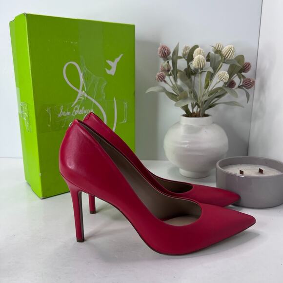 Sam Edelman Hazel Leather Pointed Toe Pump Red Women's 9.5W Read Desc - Picture 4 of 11